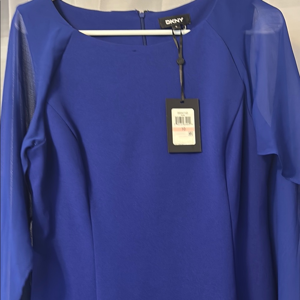DKNY Blue Long Sleeve Dress